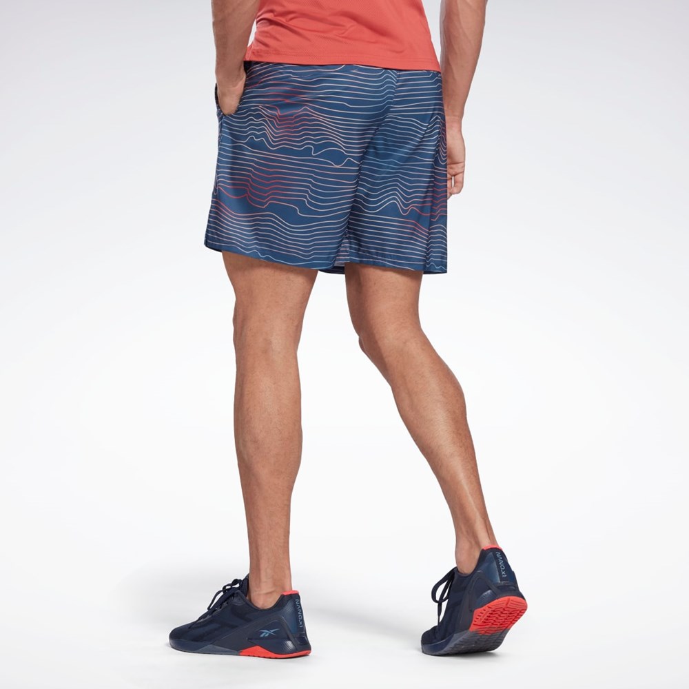 Reebok Allover Print Speed 2.0 Shorts Batik Blue | H46610