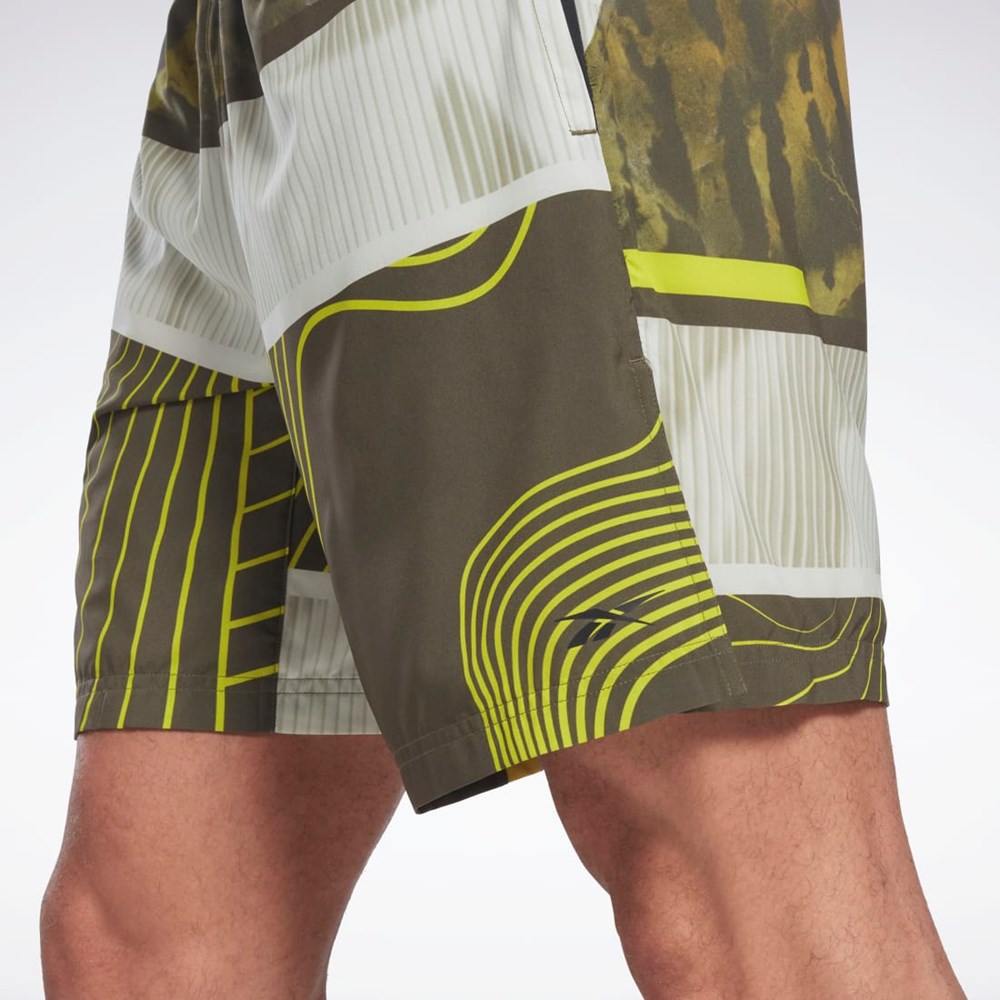 Reebok Austin Allover Print Shorts Army Green | H46608