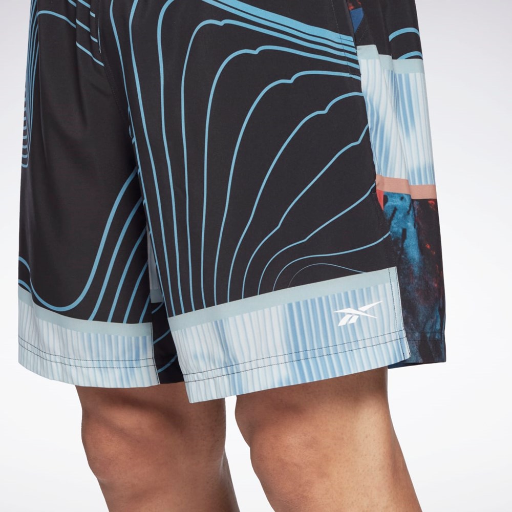 Reebok Austin Allover Print Shorts Black | HA9043