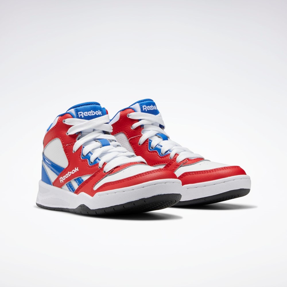 Reebok BB 4500 Court Shoes - Preschool Ftwr White / Vector Red / Vector Blue | GX1457