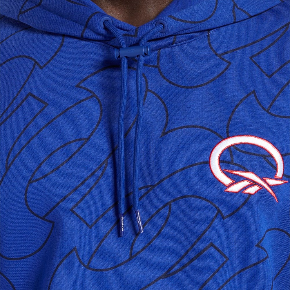 Reebok Basketball Question Allover Print Fleece Hoodie Classic Cobalt | HL4115