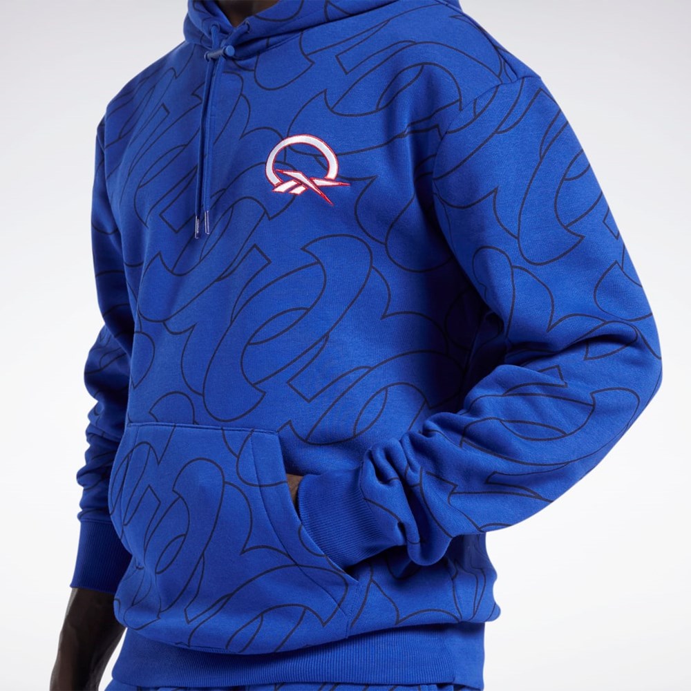 Reebok Basketball Question Allover Print Fleece Hoodie Classic Cobalt | HL4115