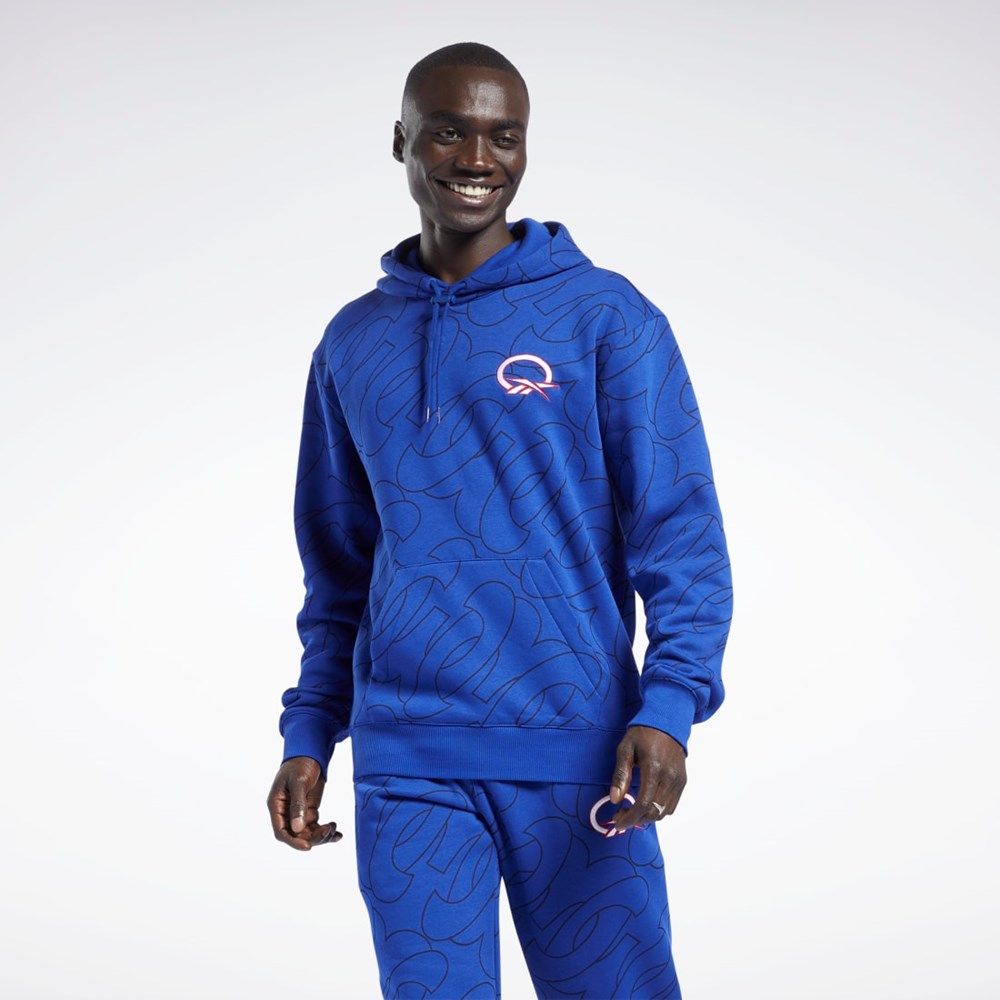 Reebok Basketball Question Allover Print Fleece Hoodie Classic Cobalt | HL4115