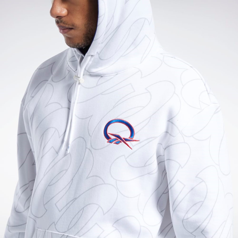 Reebok Basketball Question Allover Print Fleece Hoodie White | HL4116