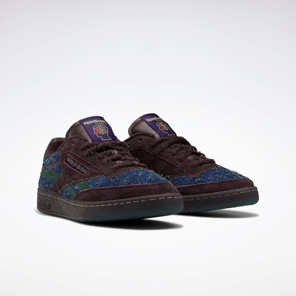 Reebok Braindead Club C Revenge Shoes Purple Abyss / Dark Forest F17-R / Batik Blue | GX9593