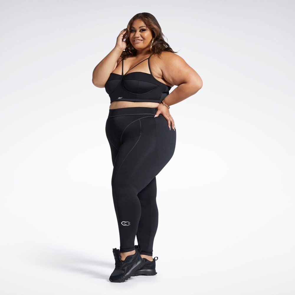 Reebok Cardi B Bralette (Plus Size) Black / White | HS4291