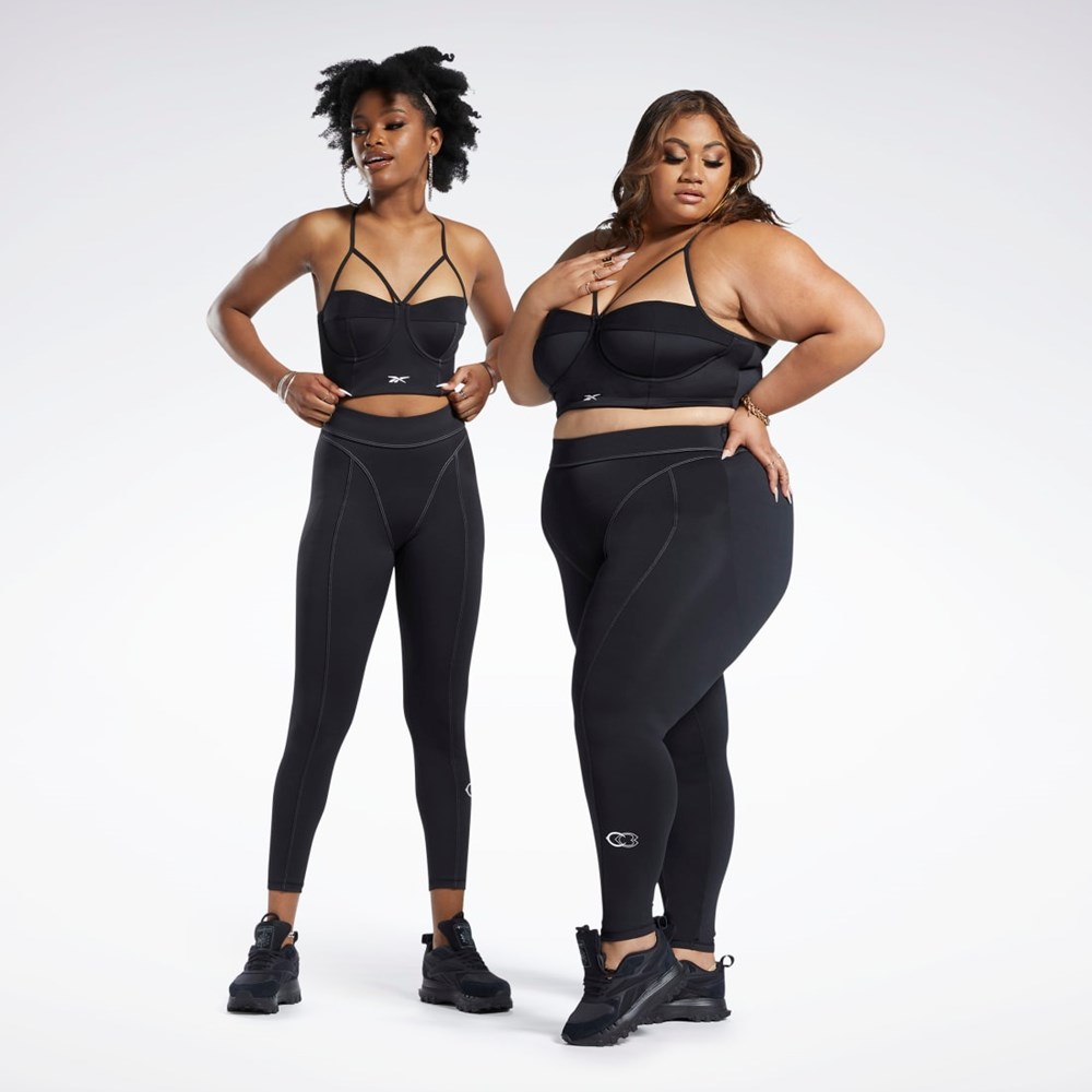 Reebok Cardi B Bralette (Plus Size) Black / White | HS4291