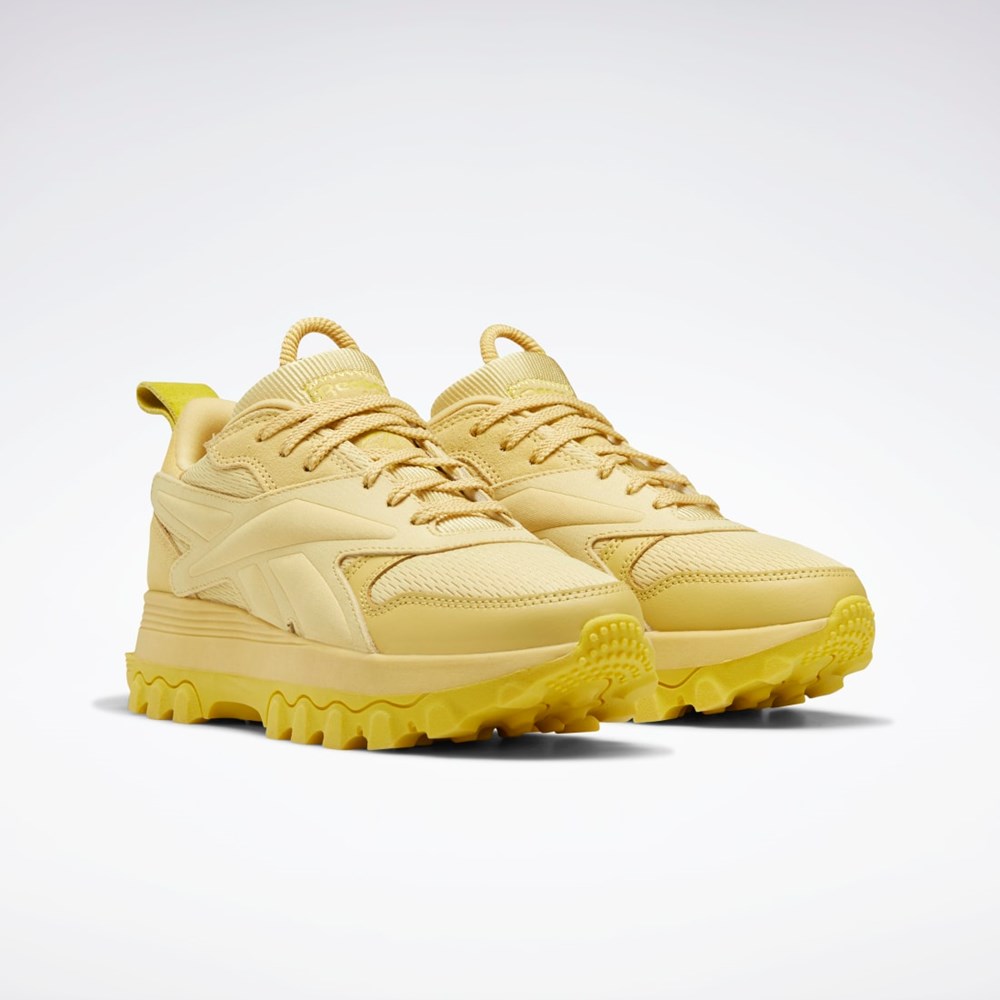 Reebok Cardi B Classic Leather V2 Shoes - Grade School Weathered Yellow / Weathered Yellow / Utility Yellow | GZ4263