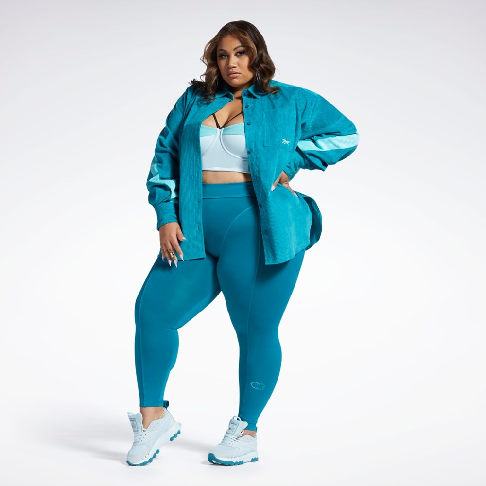 Reebok Cardi B Corduroy Cover-Up (Plus Size) Seaport Teal | HL1746