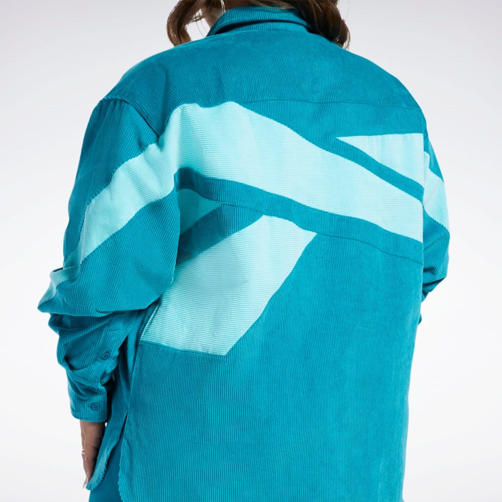 Reebok Cardi B Corduroy Cover-Up (Plus Size) Seaport Teal | HL1746