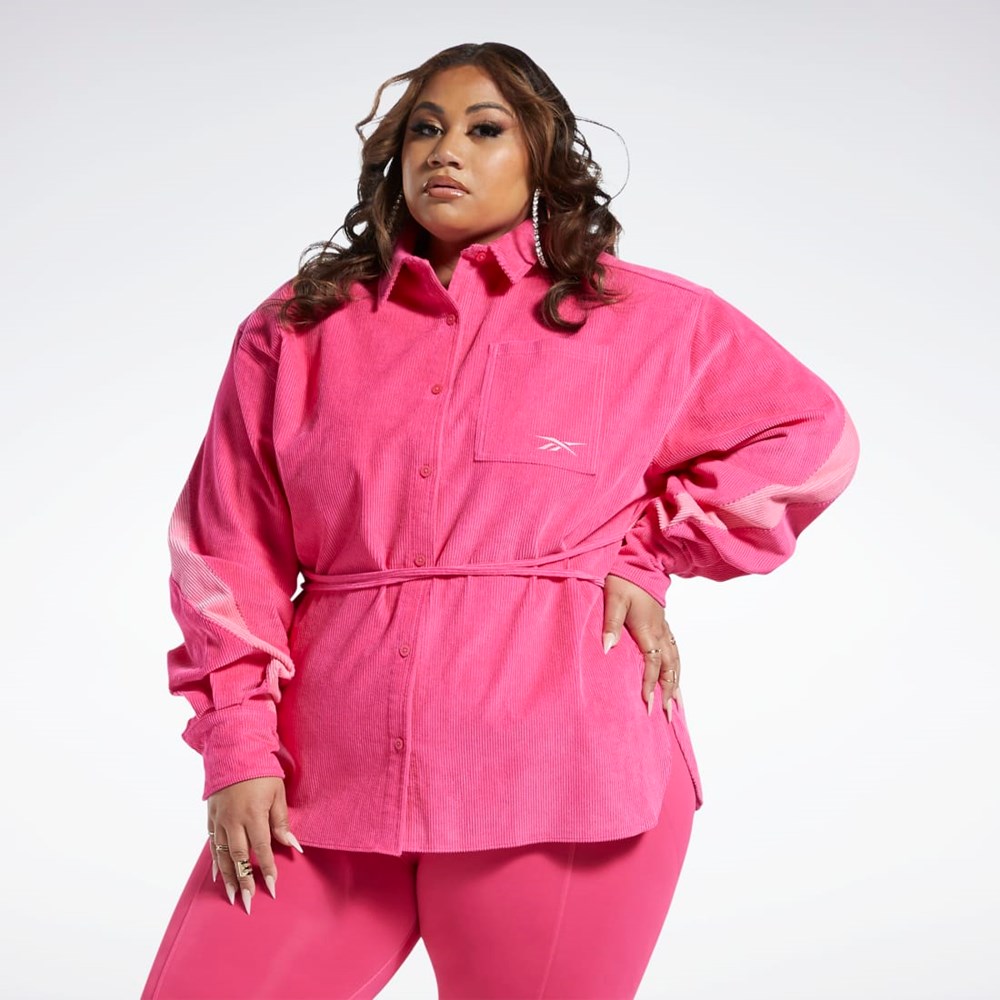 Reebok Cardi B Corduroy Cover-Up (Plus Size) Pink Fusion | HL1748