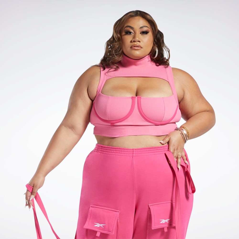 Reebok Cardi B Crop Top (Plus Size) Astro Pink / Pink Fusion | HS4311