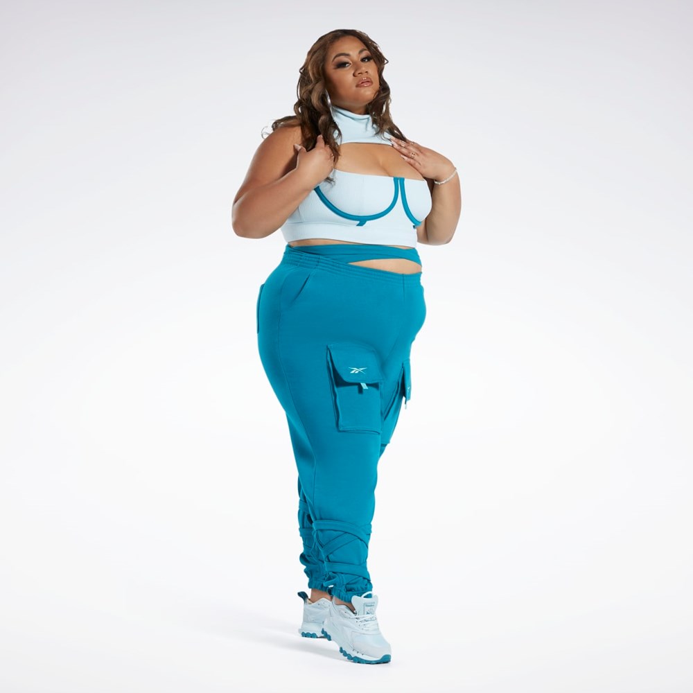 Reebok Cardi B Crop Top (Plus Size) Whisper Blue / Seaport Teal | HS4310