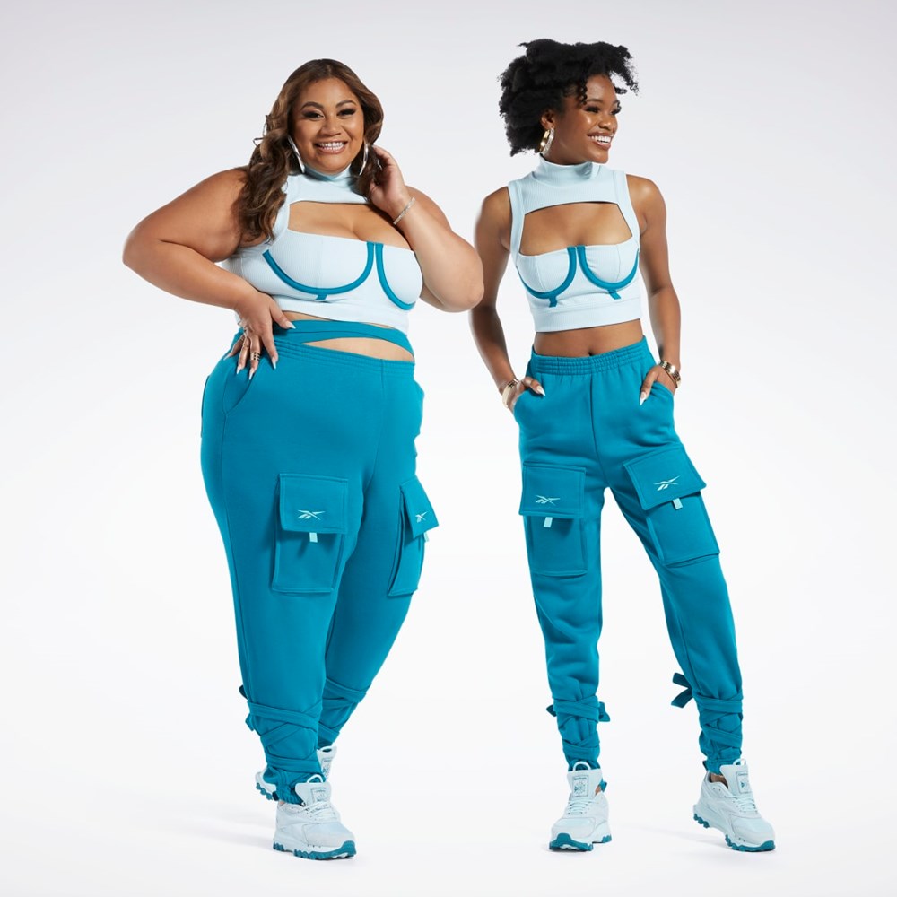 Reebok Cardi B Crop Top (Plus Size) Whisper Blue / Seaport Teal | HS4310