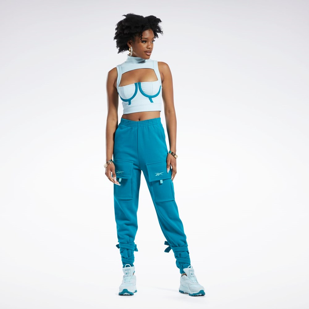 Reebok Cardi B Crop Top Whisper Blue / Seaport Teal | HS4312