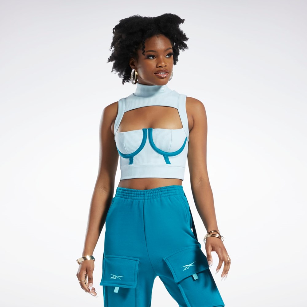 Reebok Cardi B Crop Top Whisper Blue / Seaport Teal | HS4312