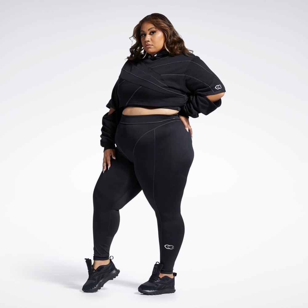 Reebok Cardi B Knit Hoodie (Plus Size) Black / Black | HS4304