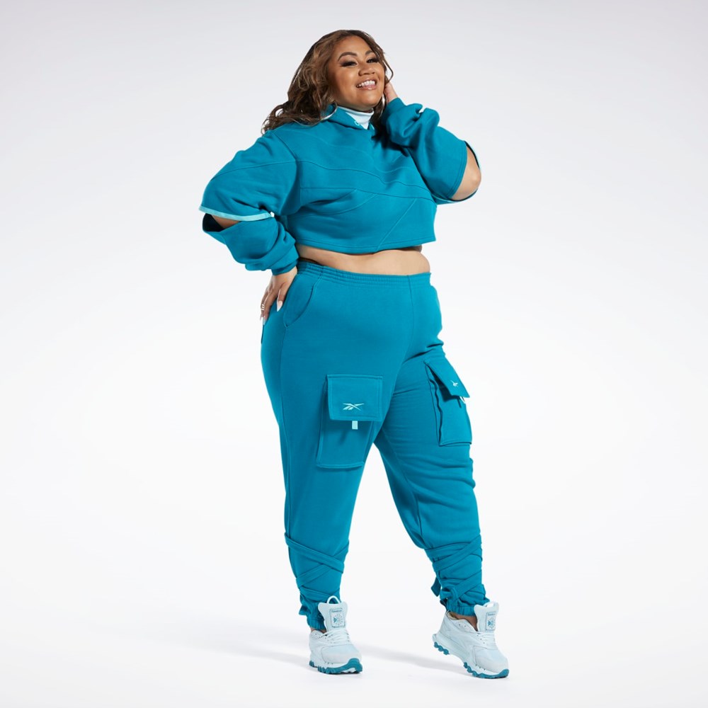 Reebok Cardi B Knit Hoodie (Plus Size) Seaport Teal / Seaport Teal | HS4305