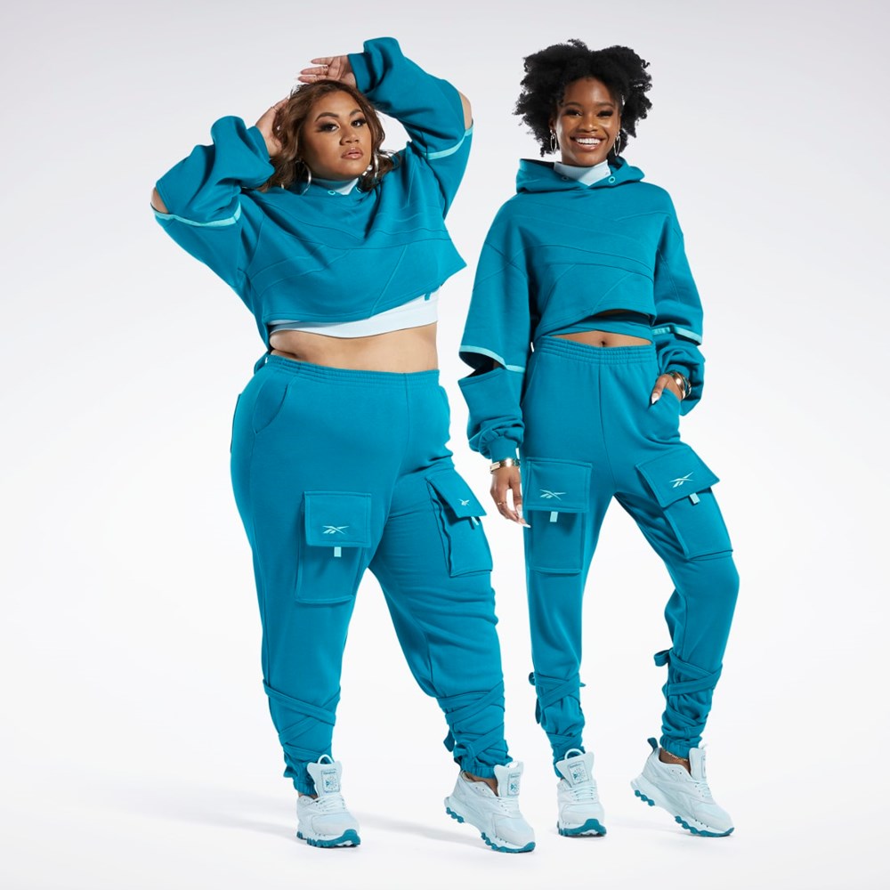 Reebok Cardi B Knit Hoodie (Plus Size) Seaport Teal / Seaport Teal | HS4305