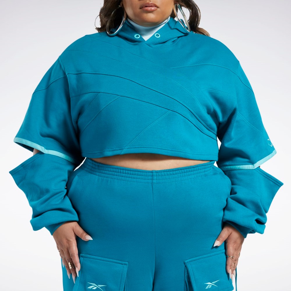 Reebok Cardi B Knit Hoodie (Plus Size) Seaport Teal / Seaport Teal | HS4305