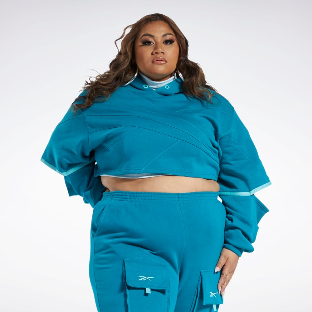 Reebok Cardi B Knit Hoodie (Plus Size) Seaport Teal / Seaport Teal | HS4305