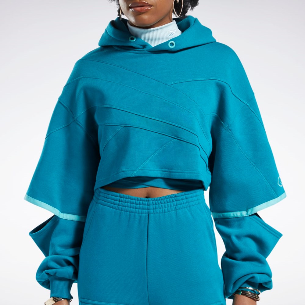 Reebok Cardi B Knit Hoodie Seaport Teal / Seaport Teal | HS4308