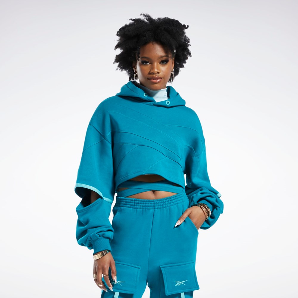 Reebok Cardi B Knit Hoodie Seaport Teal / Seaport Teal | HS4308