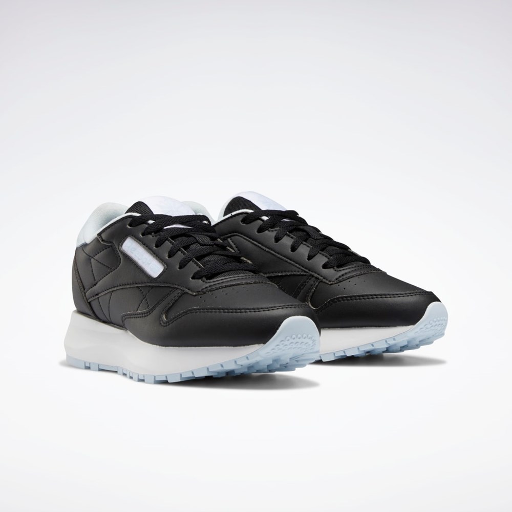 Reebok Classic Leather SP Shoes - Grade School Core Black / Glass Blue / Ftwr White | GZ1597