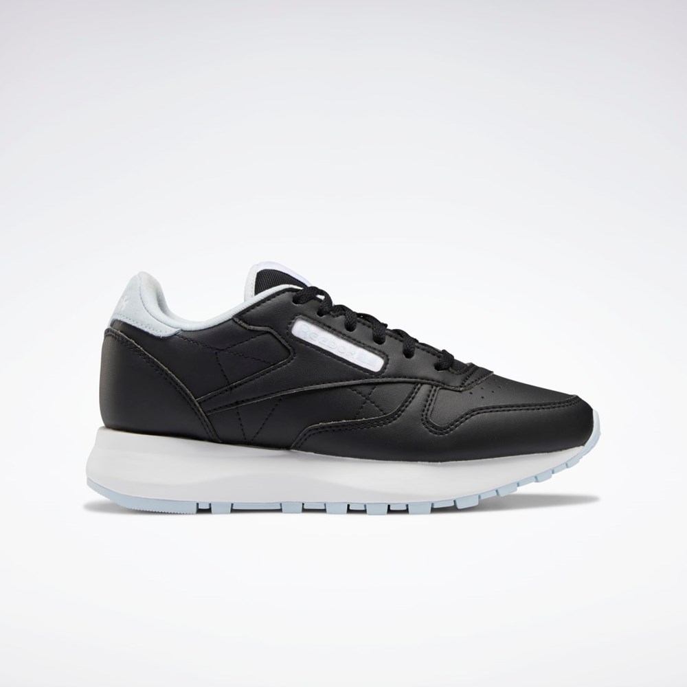 Reebok Classic Leather SP Shoes - Grade School Core Black / Glass Blue / Ftwr White | GZ1597