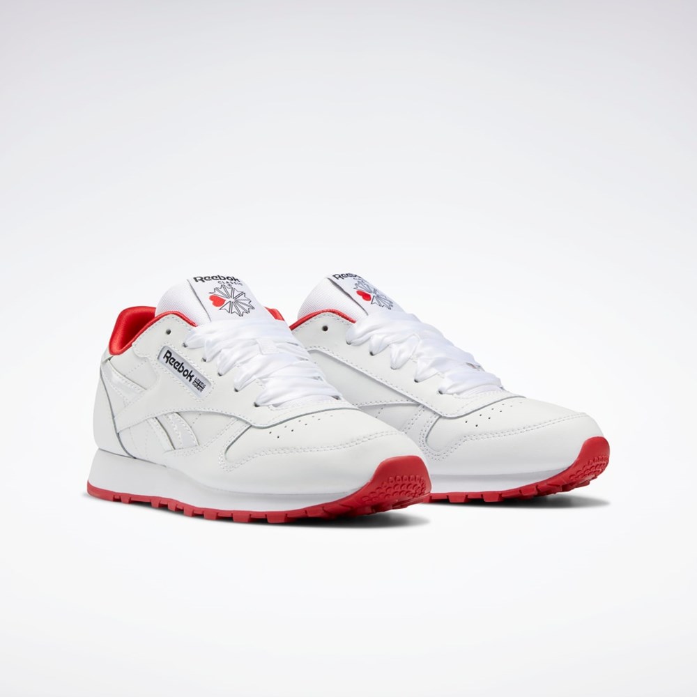 Reebok Classic Leather Shoes - Grade School Ftwr White / Ftwr White / Vector Red | GW3375