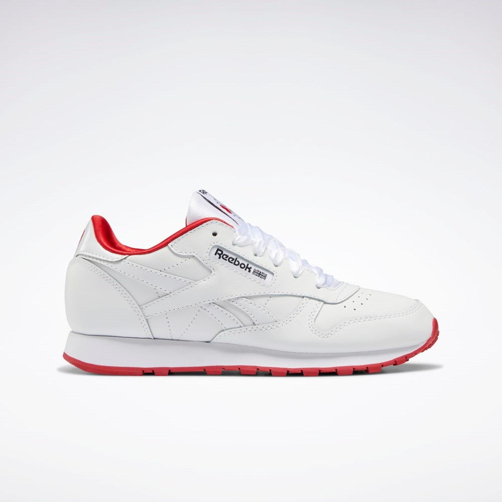 Reebok Classic Leather Shoes - Grade School Ftwr White / Ftwr White / Vector Red | GW3375