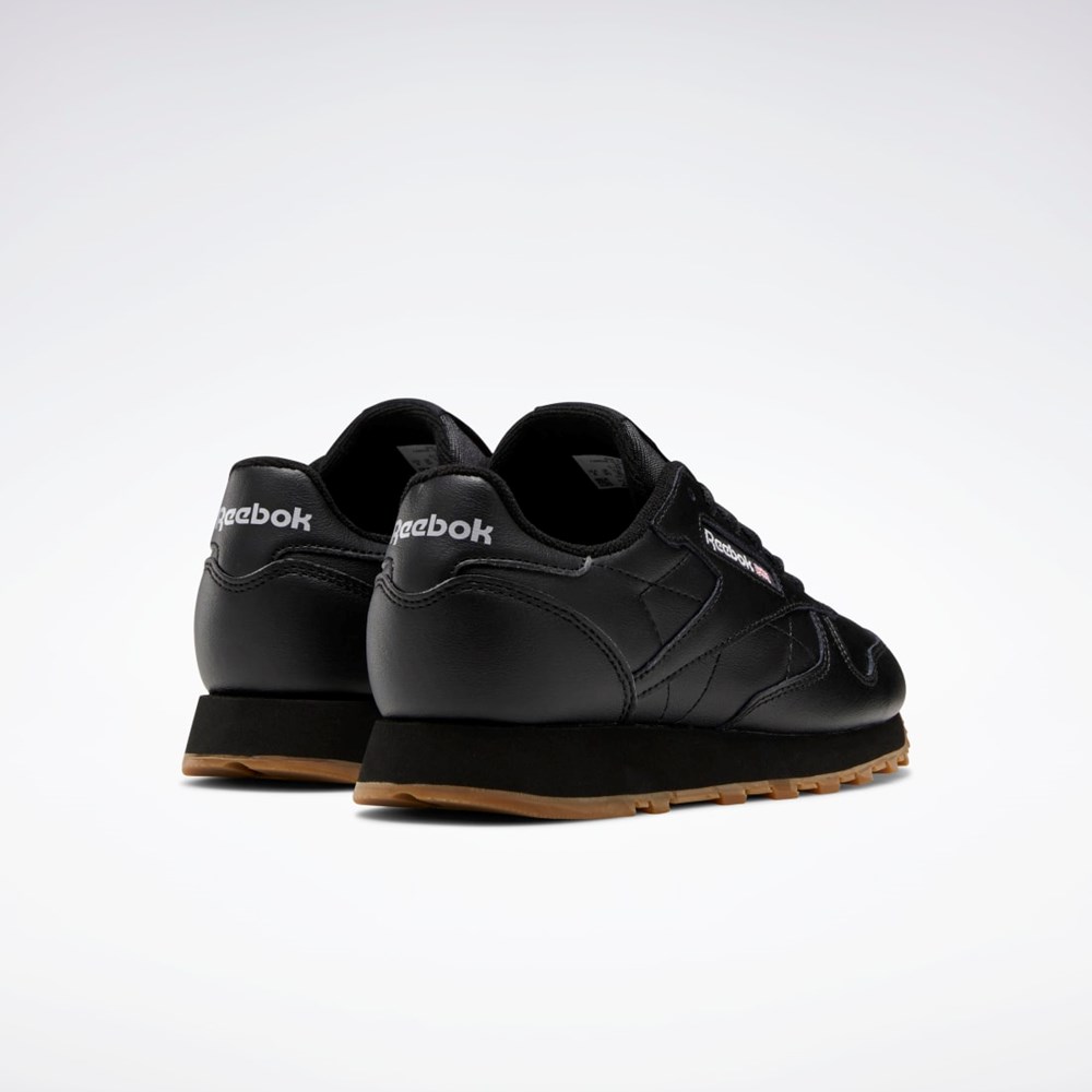 Reebok Classic Leather Shoes - Grade School Core Black / Core Black / Reebok Rubber Gum-02 | GZ6093