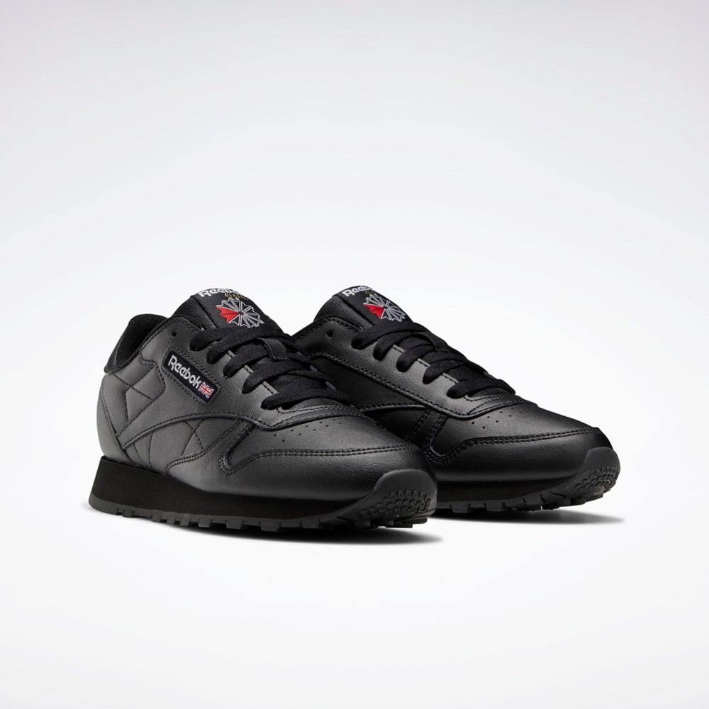 Reebok Classic Leather Shoes - Grade School Core Black / Core Black / Core Black | GZ6094