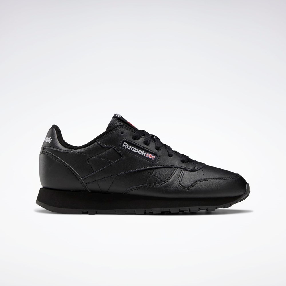 Reebok Classic Leather Shoes - Grade School Core Black / Core Black / Core Black | GZ6094