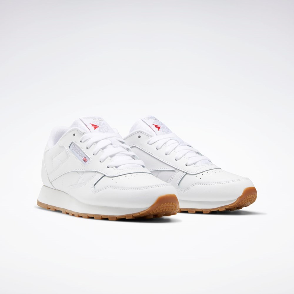 Reebok Classic Leather Shoes - Grade School Ftwr White / Ftwr White / Reebok Rubber Gum-02 | GZ6098