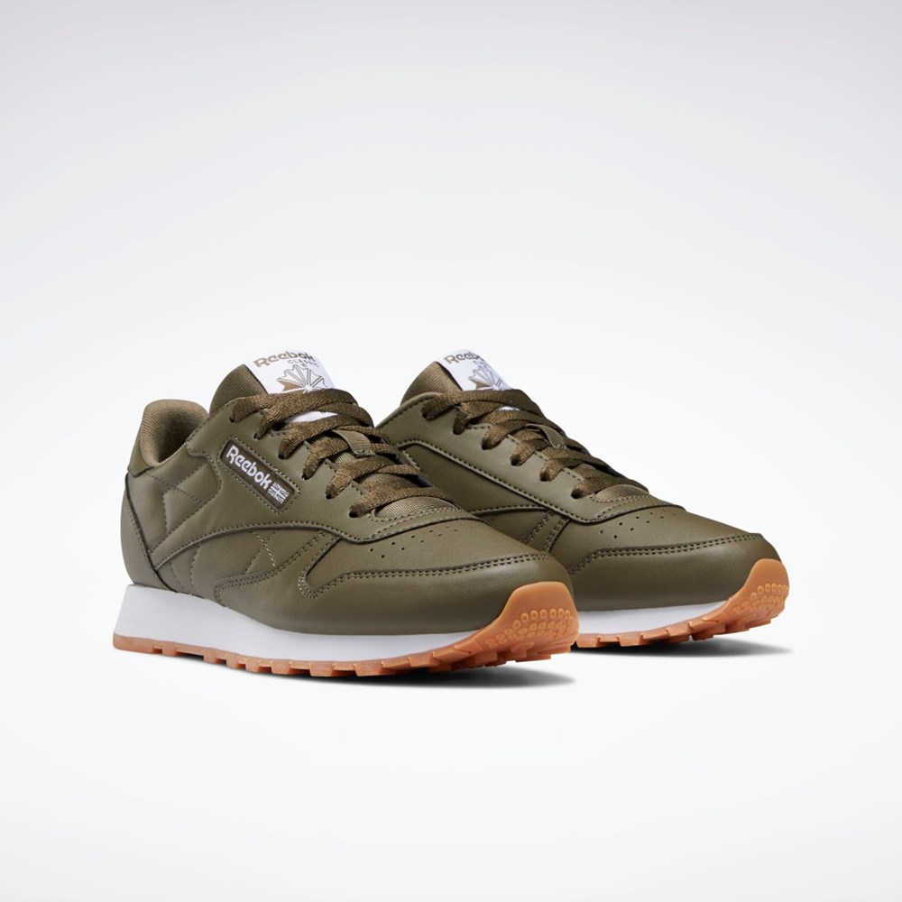 Reebok Classic Leather Shoes - Grade School Army Green / Army Green / Army Green | HQ3891