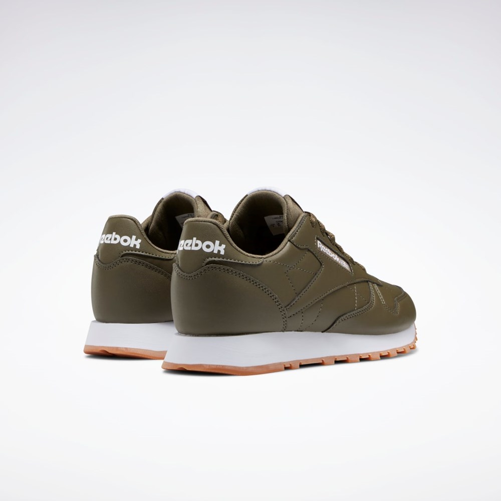 Reebok Classic Leather Shoes - Grade School Army Green / Army Green / Army Green | HQ3891