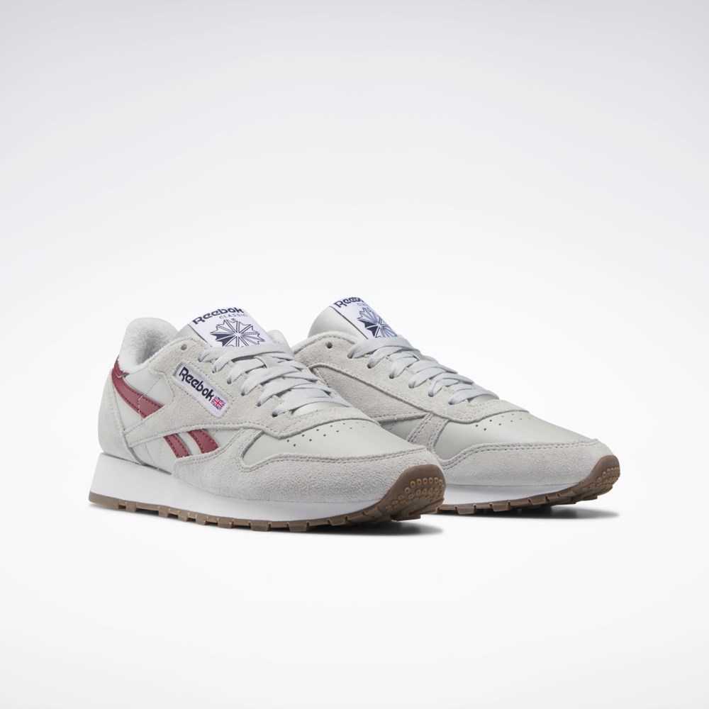 Reebok Classic Leather Shoes Pure Grey 2 / Pure Grey 2 / Classic Burgundy | GV9640