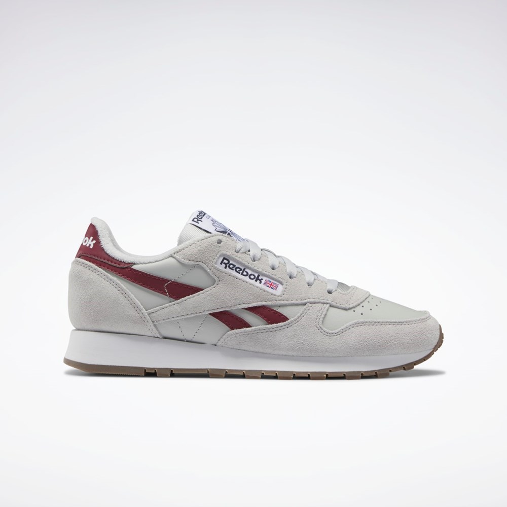 Reebok Classic Leather Shoes Pure Grey 2 / Pure Grey 2 / Classic Burgundy | GV9640