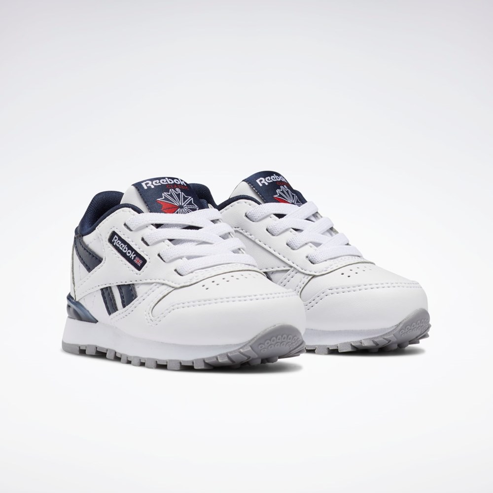 Reebok Classic Leather Step 'n' Flash Shoes - Toddler Ftwr White / Ftwr White / Vector Navy | GX3884