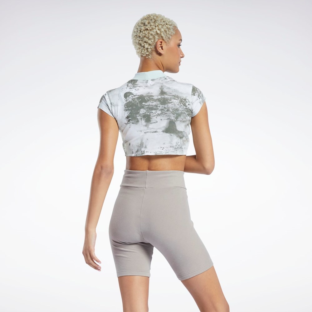 Reebok Classics Cloud Splatter-Print Short Sleeve Cropped T-Shirt Light Sage | H58680