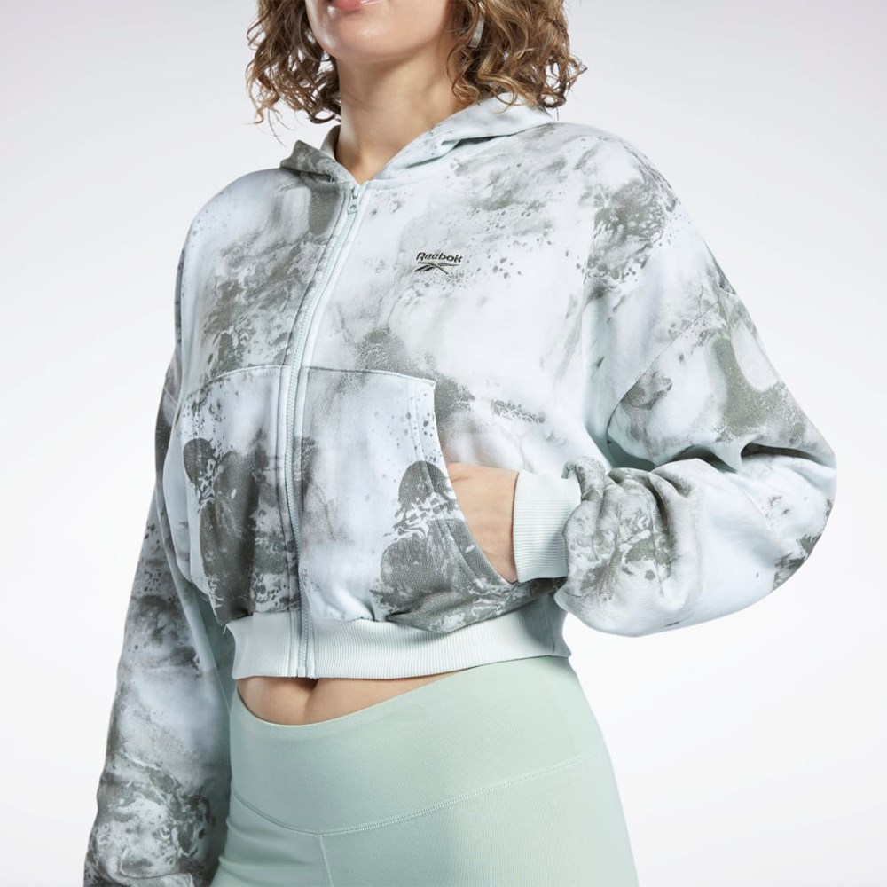 Reebok Classics Cloud Splatter-Print Zip-Up Sweatshirt Light Sage | H58674