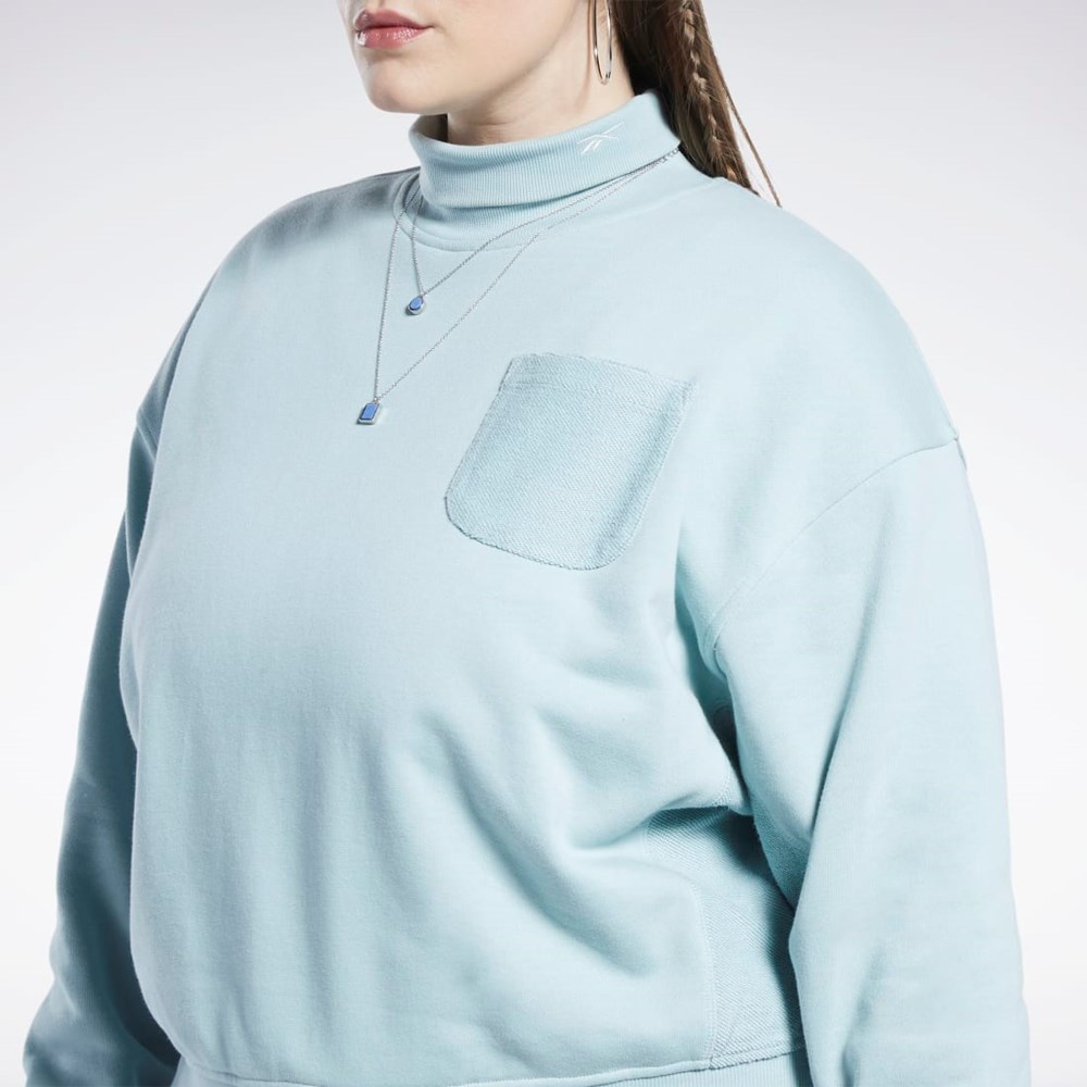 Reebok Classics Cotton French Terry Sweatshirt (Plus Size) Seaside Grey | HN4346