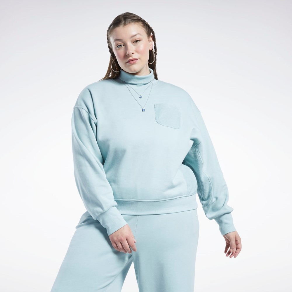 Reebok Classics Cotton French Terry Sweatshirt (Plus Size) Seaside Grey | HN4346