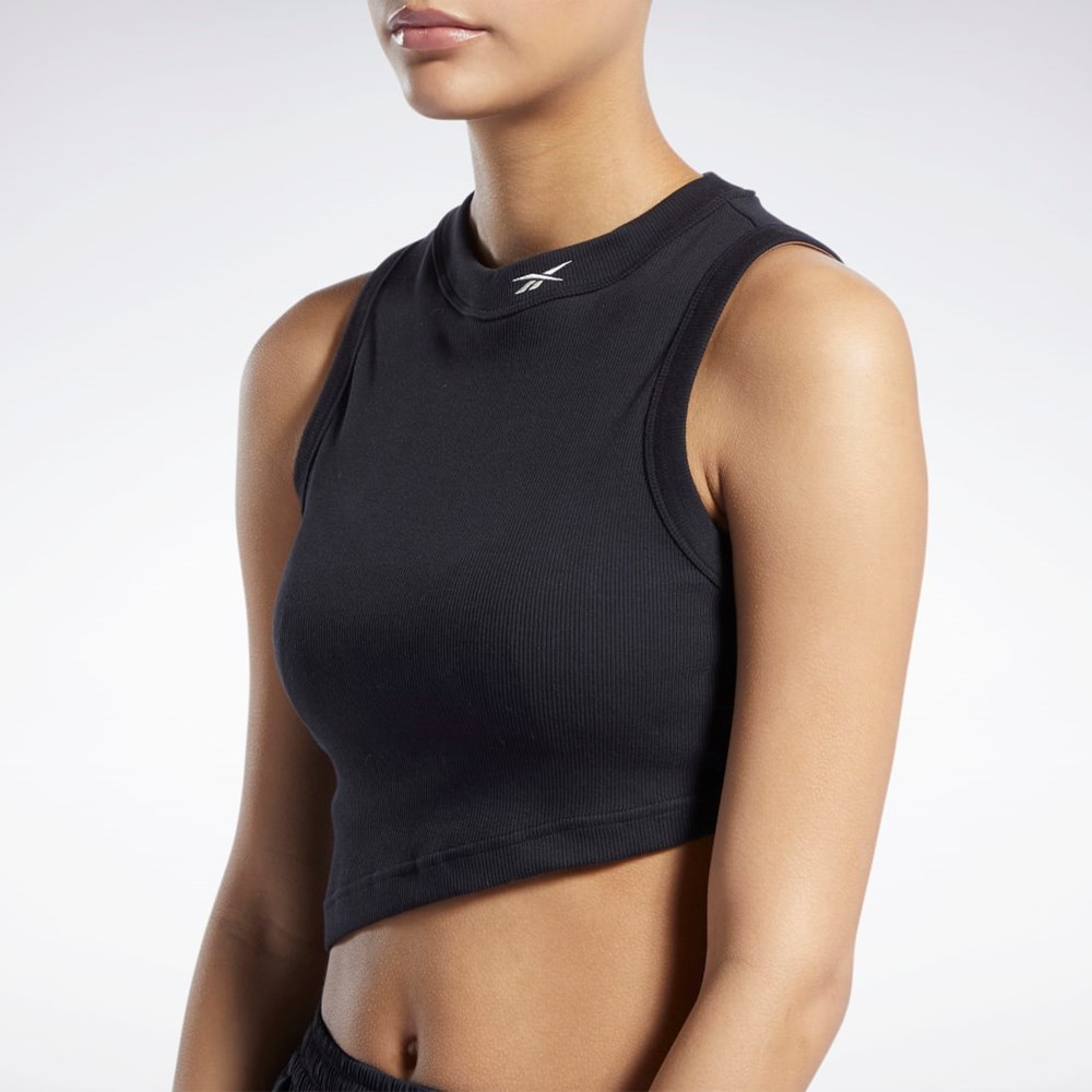 Reebok Classics Cropped Ribbed Tank Top Black | HH7375