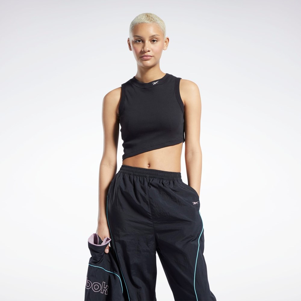 Reebok Classics Cropped Ribbed Tank Top Black | HH7375