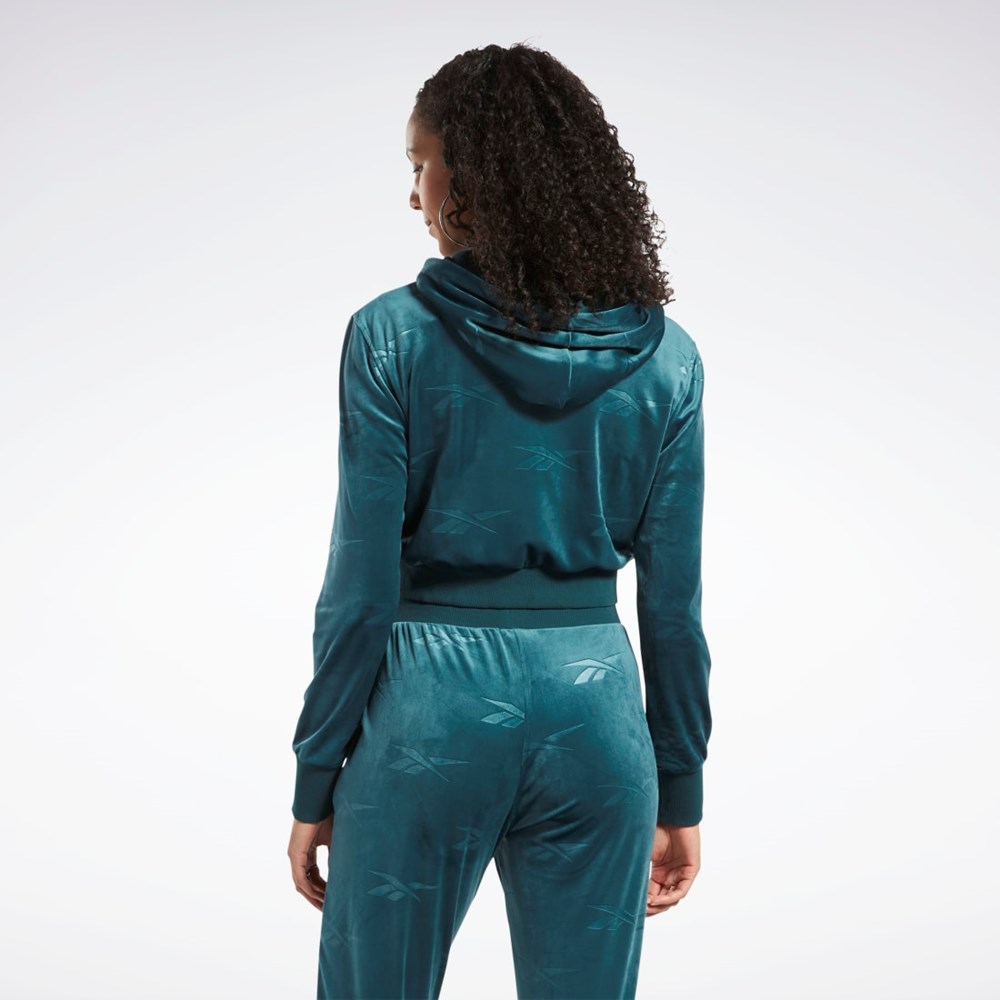 Reebok Classics Energy Q4 Velour Zip-Up Sweatshirt Forest Green | HK4933