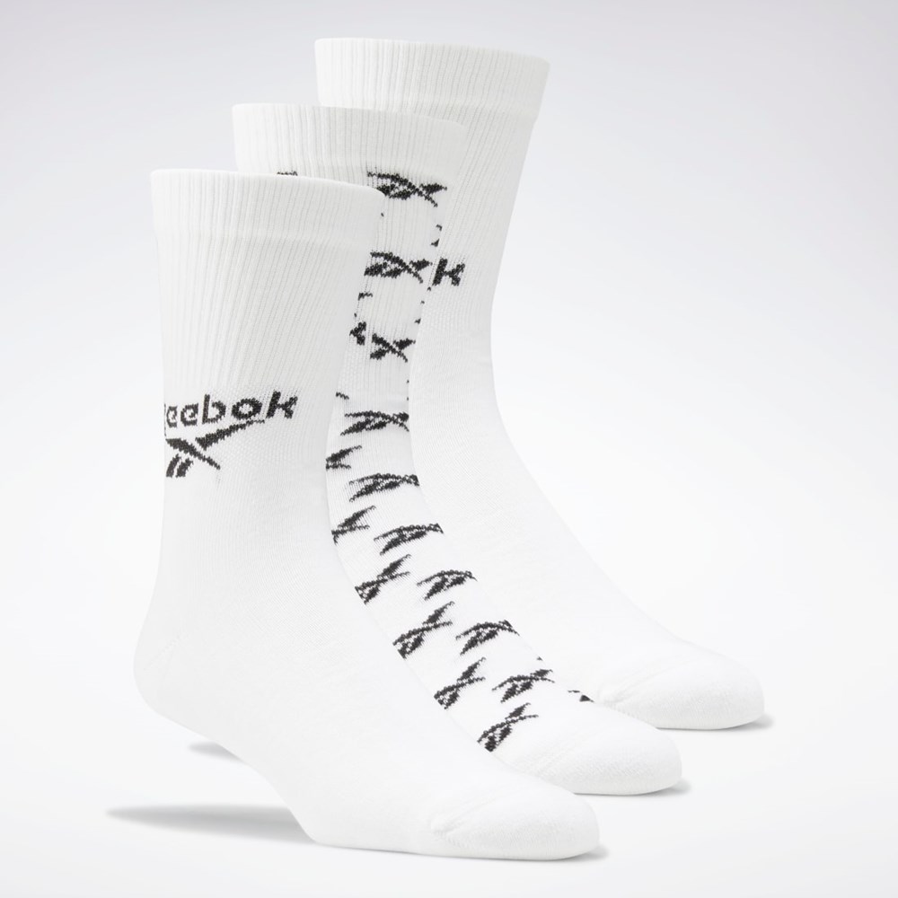 Reebok Classics Fold-Over Crew Socks 3 Pairs White | GG6682