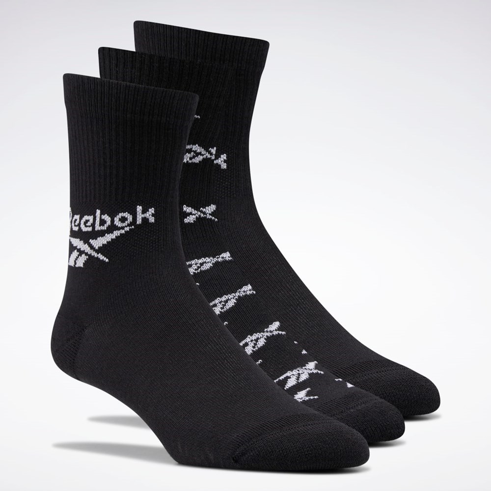 Reebok Classics Fold-Over Crew Socks 3 Pairs Black | GG6683