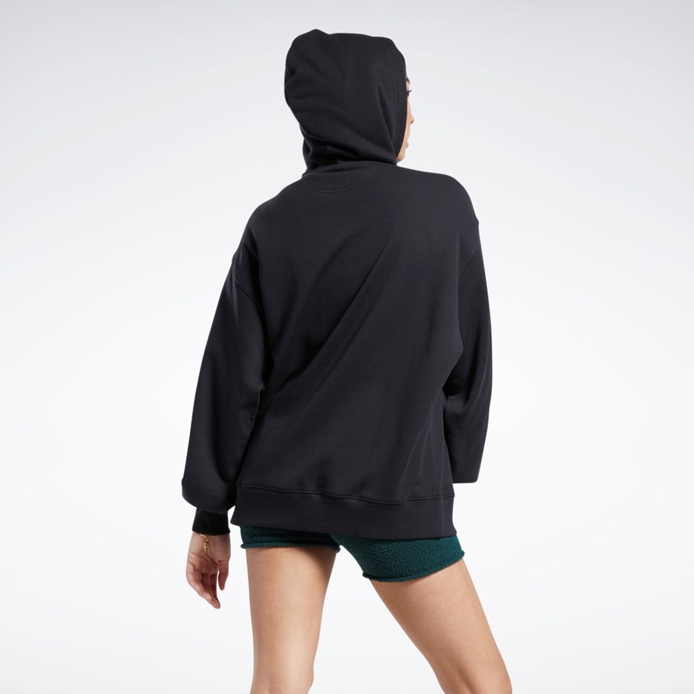 Reebok Classics Oversized Long Zip-Up Hoodie Black | HH9735